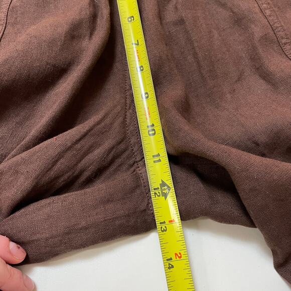 Poetry NWT Brown Straight Wide Leg 100% Linen Pull On Pants 6 - Picture 7 of 10